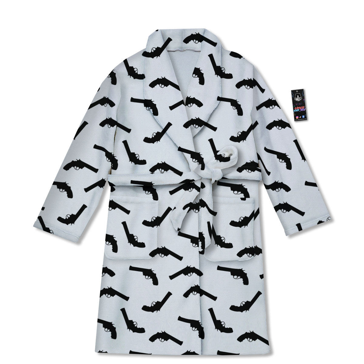 Guns White And Black Print Pattern Bathrobe-grizzshop