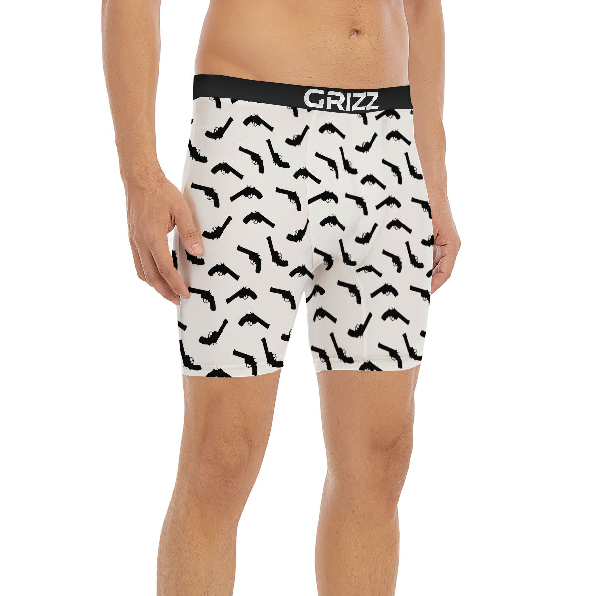 Guns White And Black Print Pattern Boxer Briefs-grizzshop