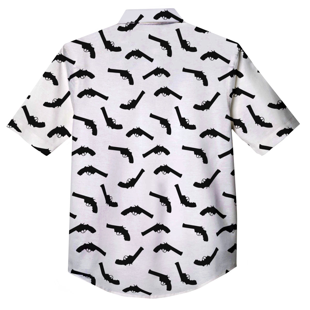Guns White And Black Print Pattern Button Up Shirt-grizzshop