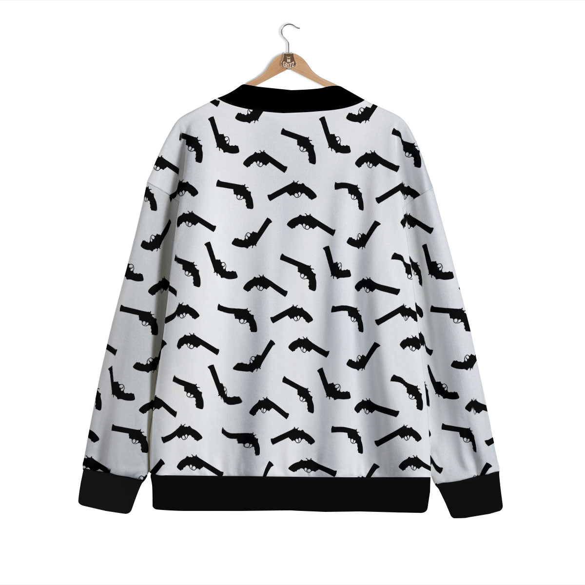 Guns White And Black Print Pattern Cardigan-grizzshop
