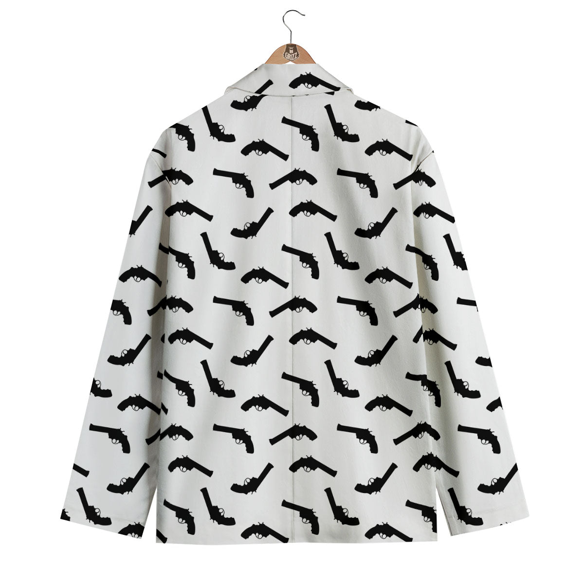 Guns White And Black Print Pattern Men's Blazer-grizzshop