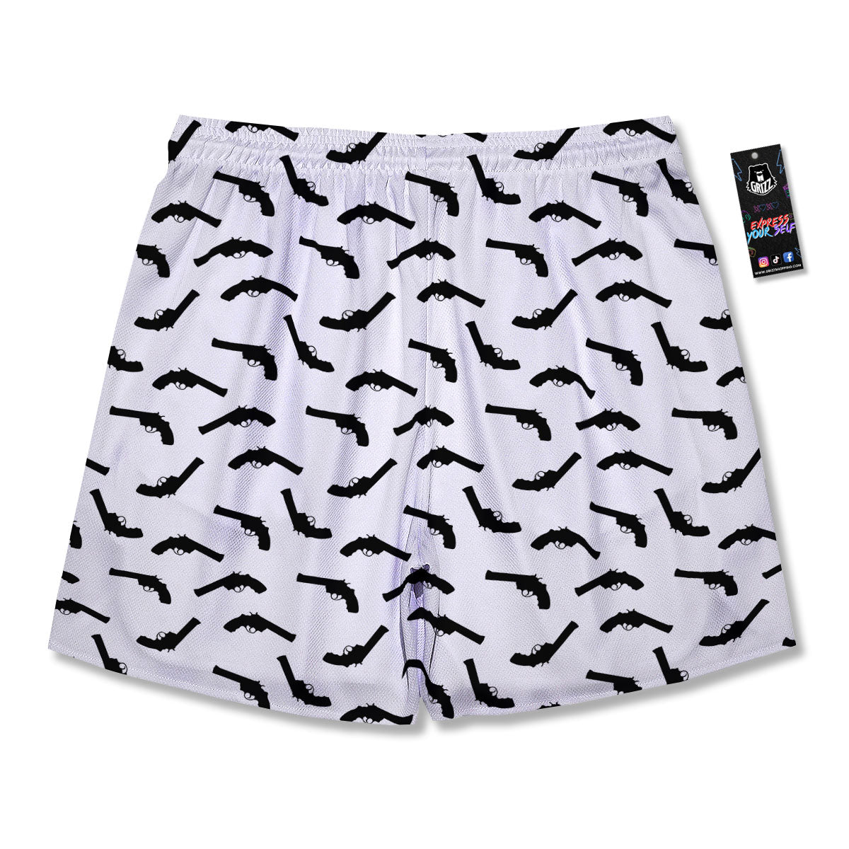 Guns White And Black Print Pattern Men's Running Shorts-grizzshop