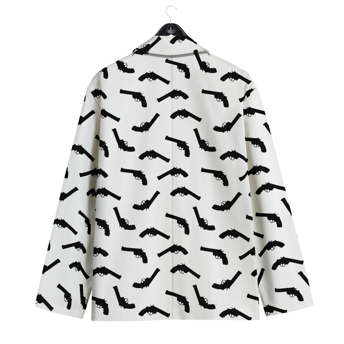 Guns White And Black Print Pattern Men's Sport Coat-grizzshop