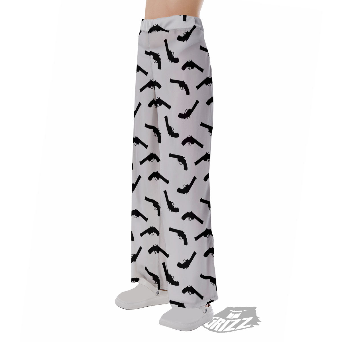 Guns White And Black Print Pattern Pajama Pants-grizzshop