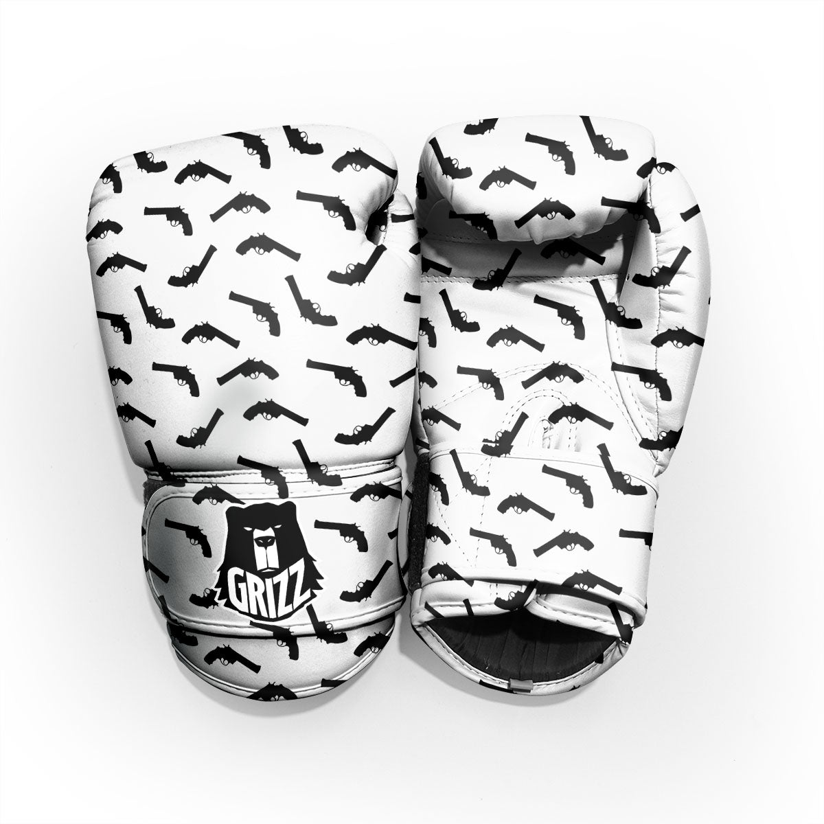 Guns White And Black Print Pattern Pro Boxing Glove