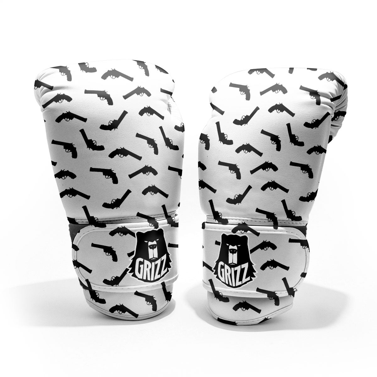 Guns White And Black Print Pattern Pro Boxing Glove