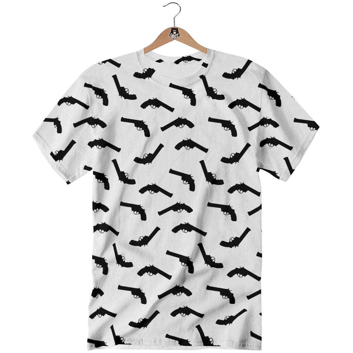 Guns White And Black Print Pattern T-Shirt-grizzshop