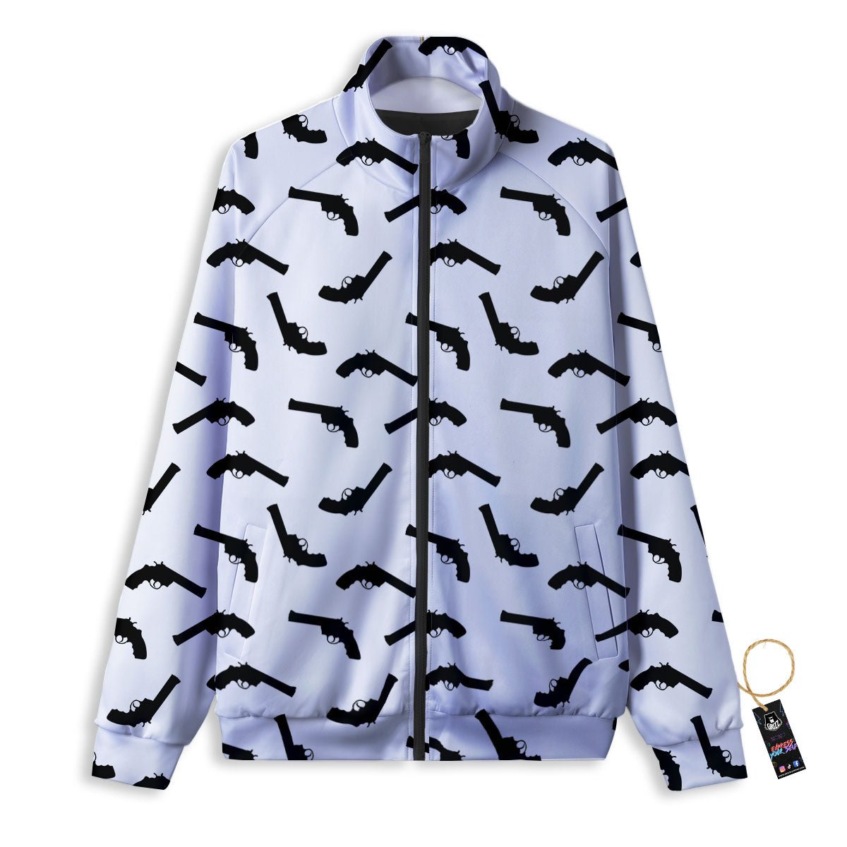 Guns White And Black Print Pattern Track Jacket-grizzshop