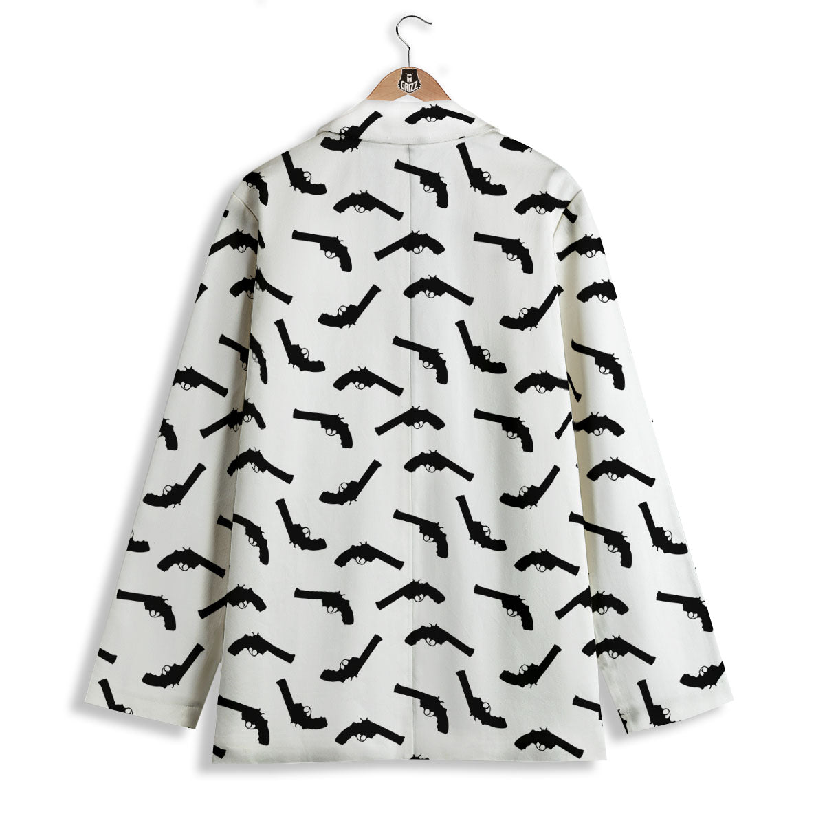 Guns White And Black Print Pattern Women's Blazer-grizzshop
