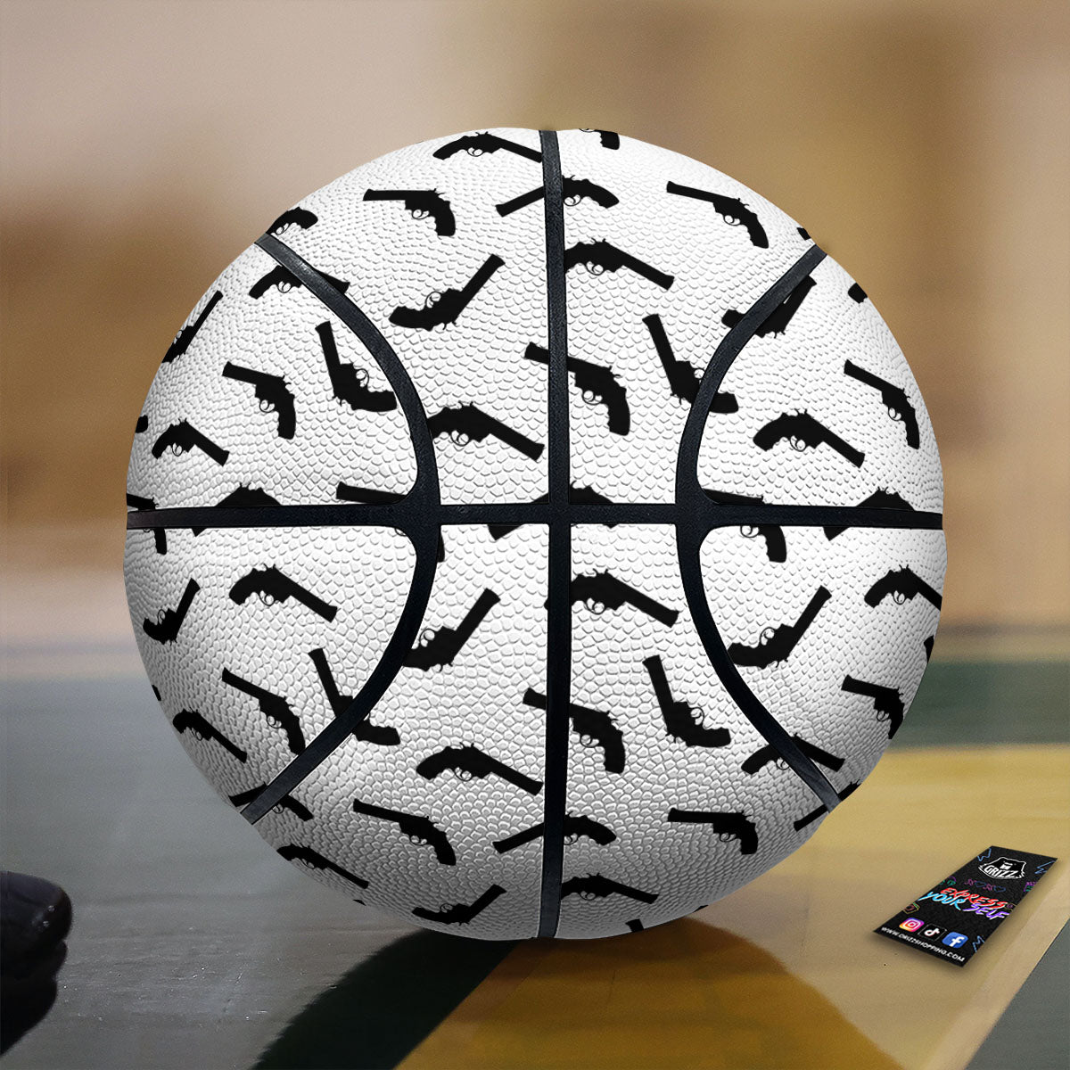 Guns White And Black Print Pattern Basketball