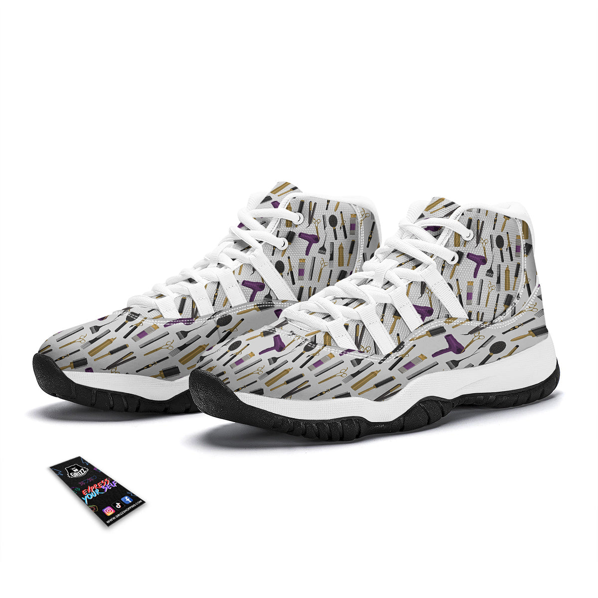 Hair Stylist Print Pattern White Bball Shoes-grizzshop
