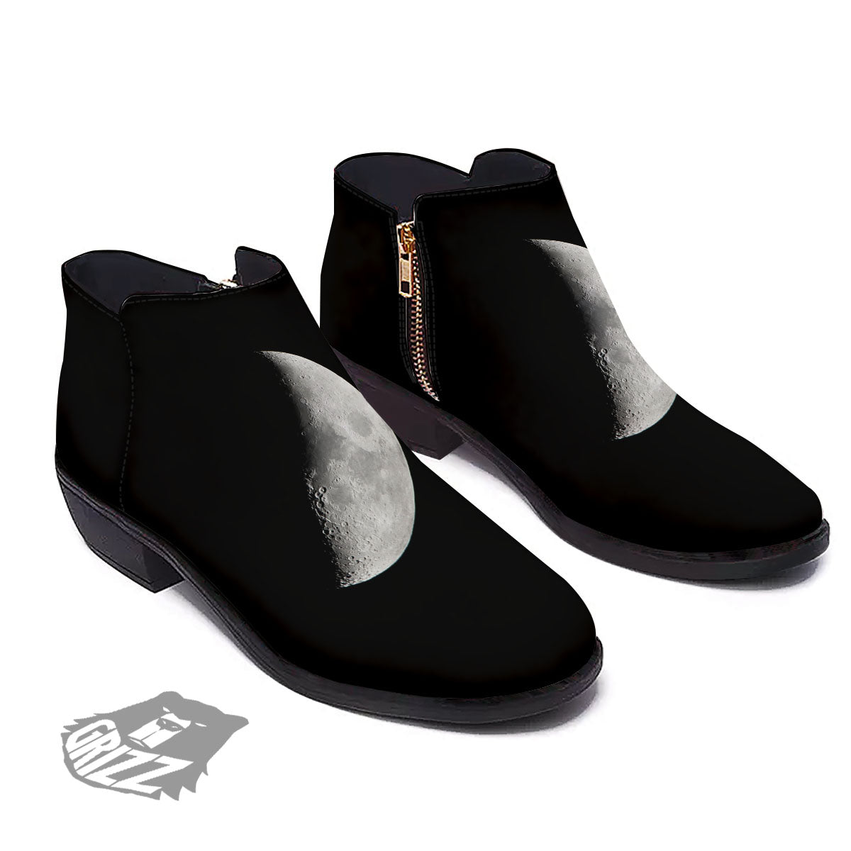 Half Moon Print Ankle Boots-grizzshop