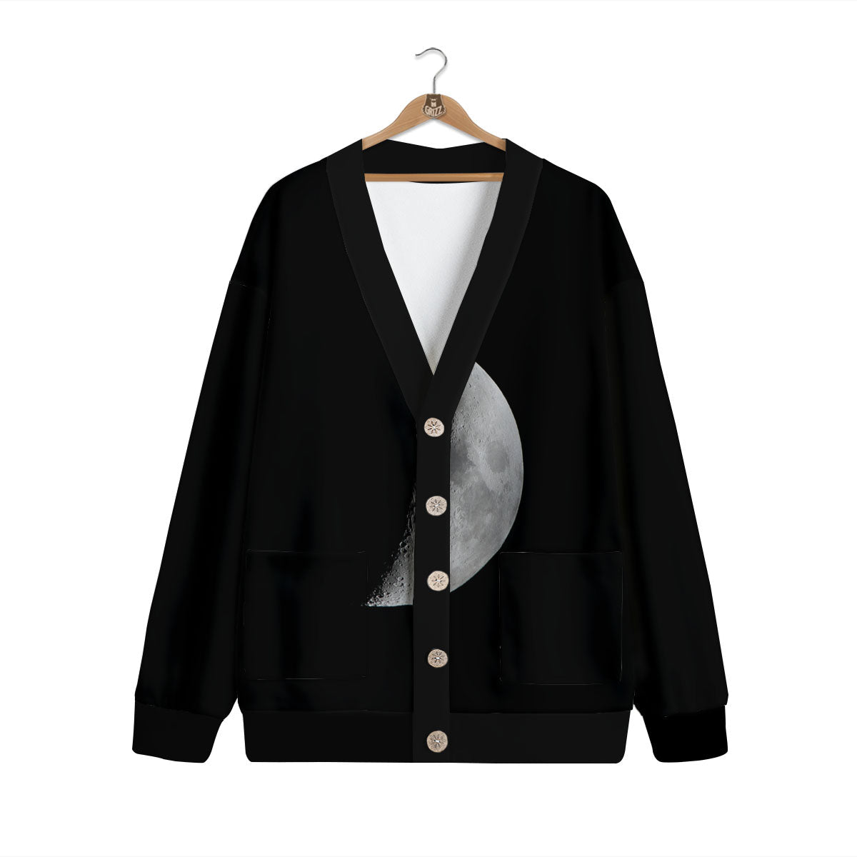 Half Moon Print Cardigan-grizzshop