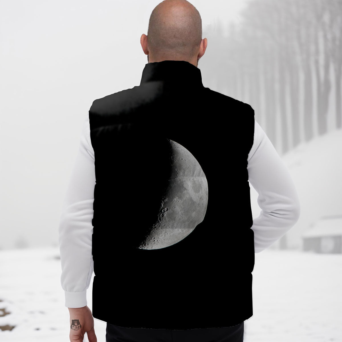 Half Moon Print Down Vest