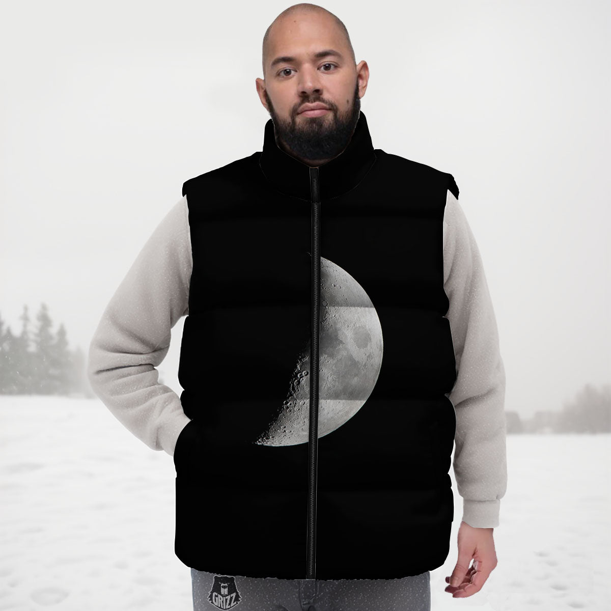Half Moon Print Down Vest