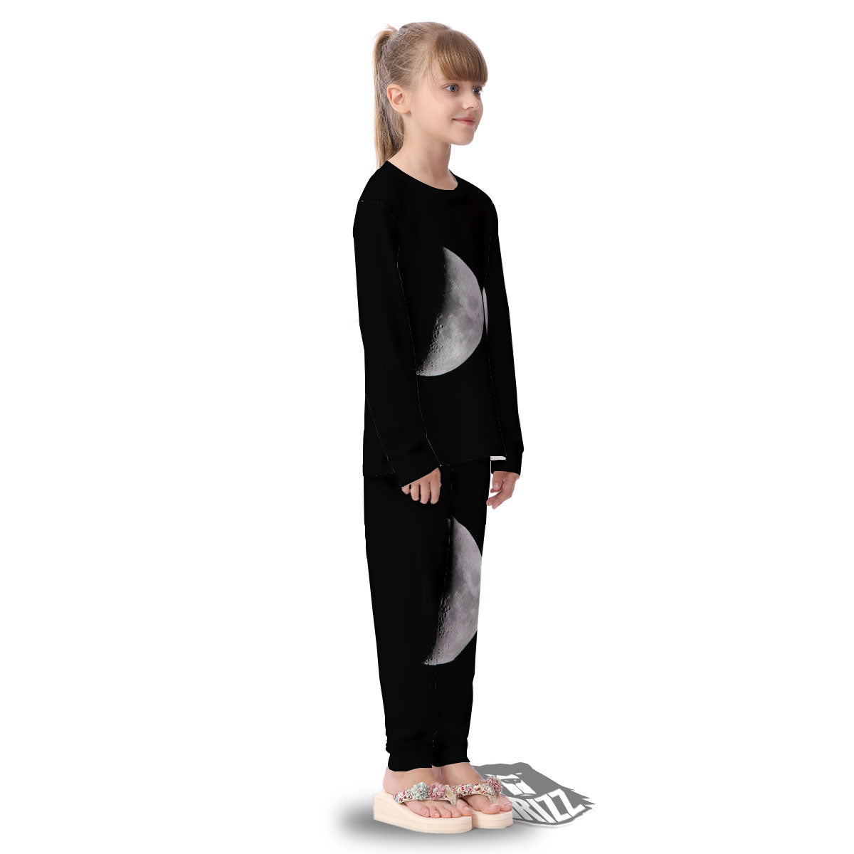 Half Moon Print Kid's Pajamas-grizzshop