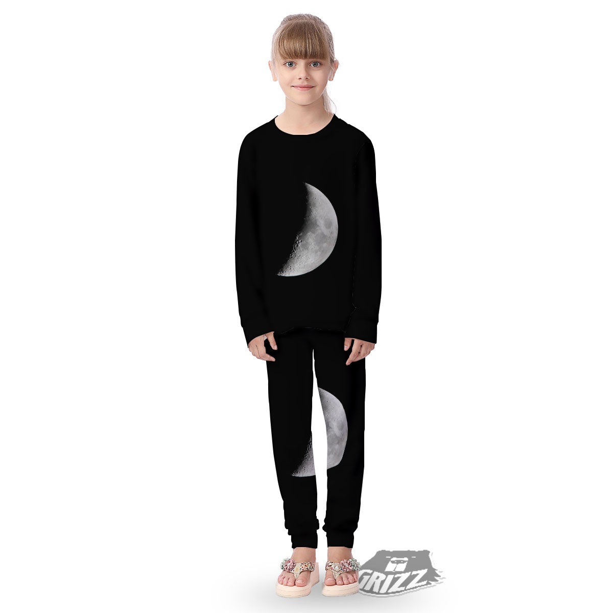 Half Moon Print Kid's Pajamas-grizzshop