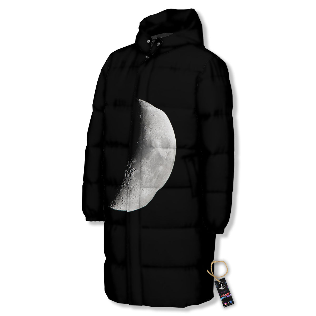 Half Moon Print Long Down Jacket-grizzshop