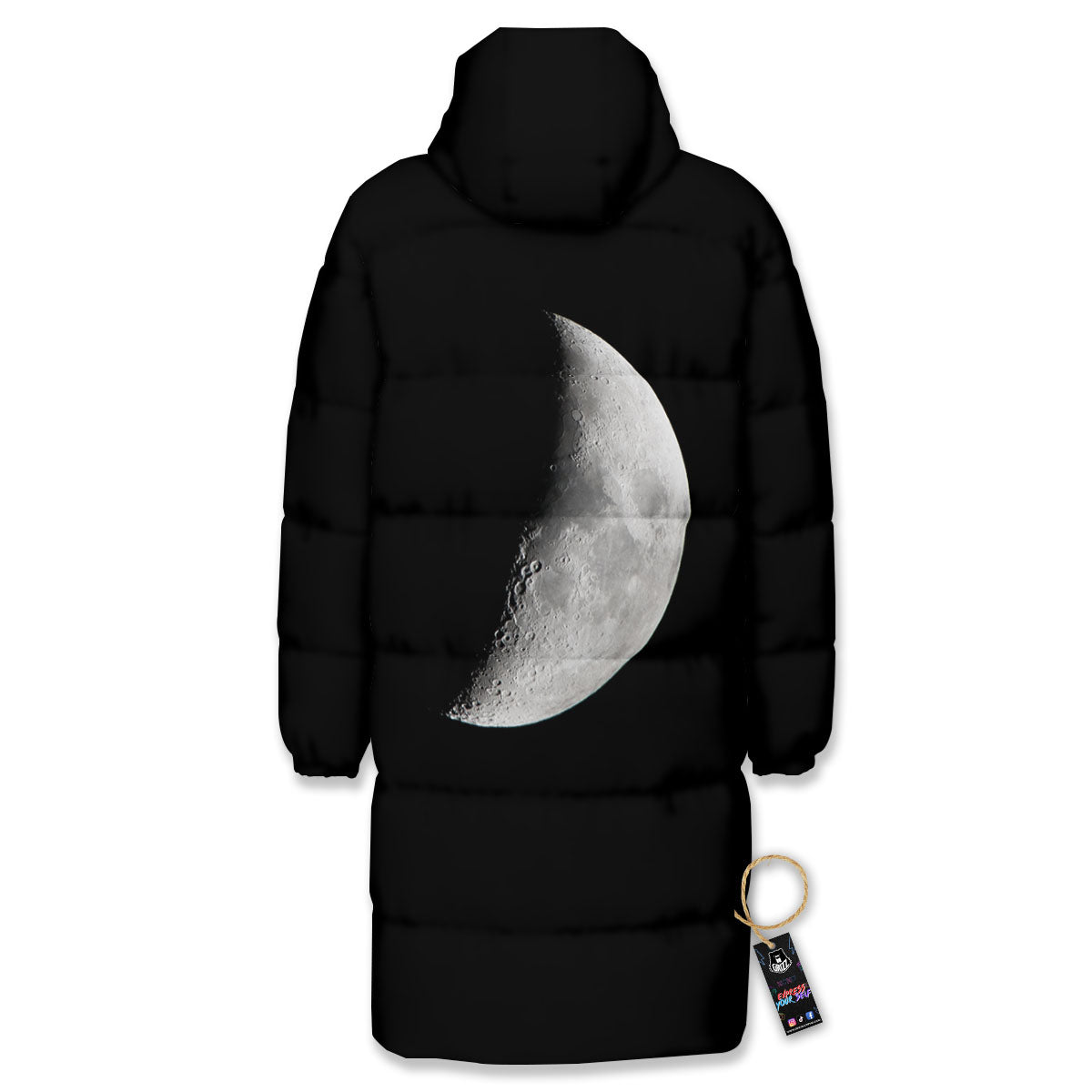 Half Moon Print Long Down Jacket-grizzshop