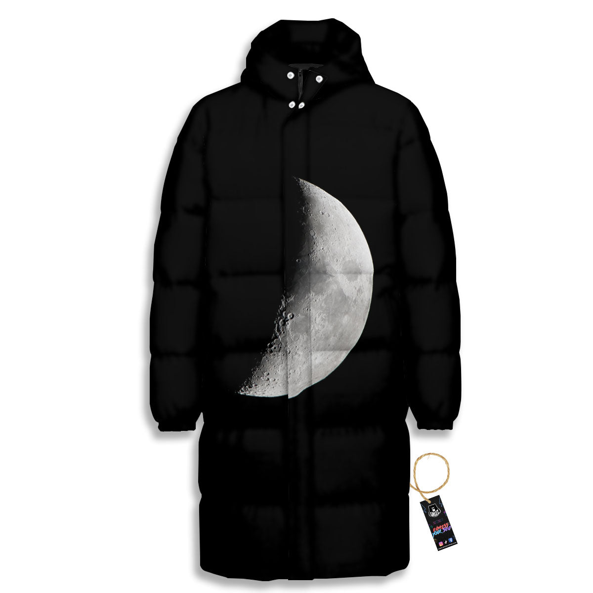 Half Moon Print Long Down Jacket-grizzshop