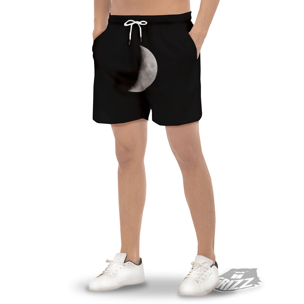 Half Moon Print Men's Gym Shorts-grizzshop