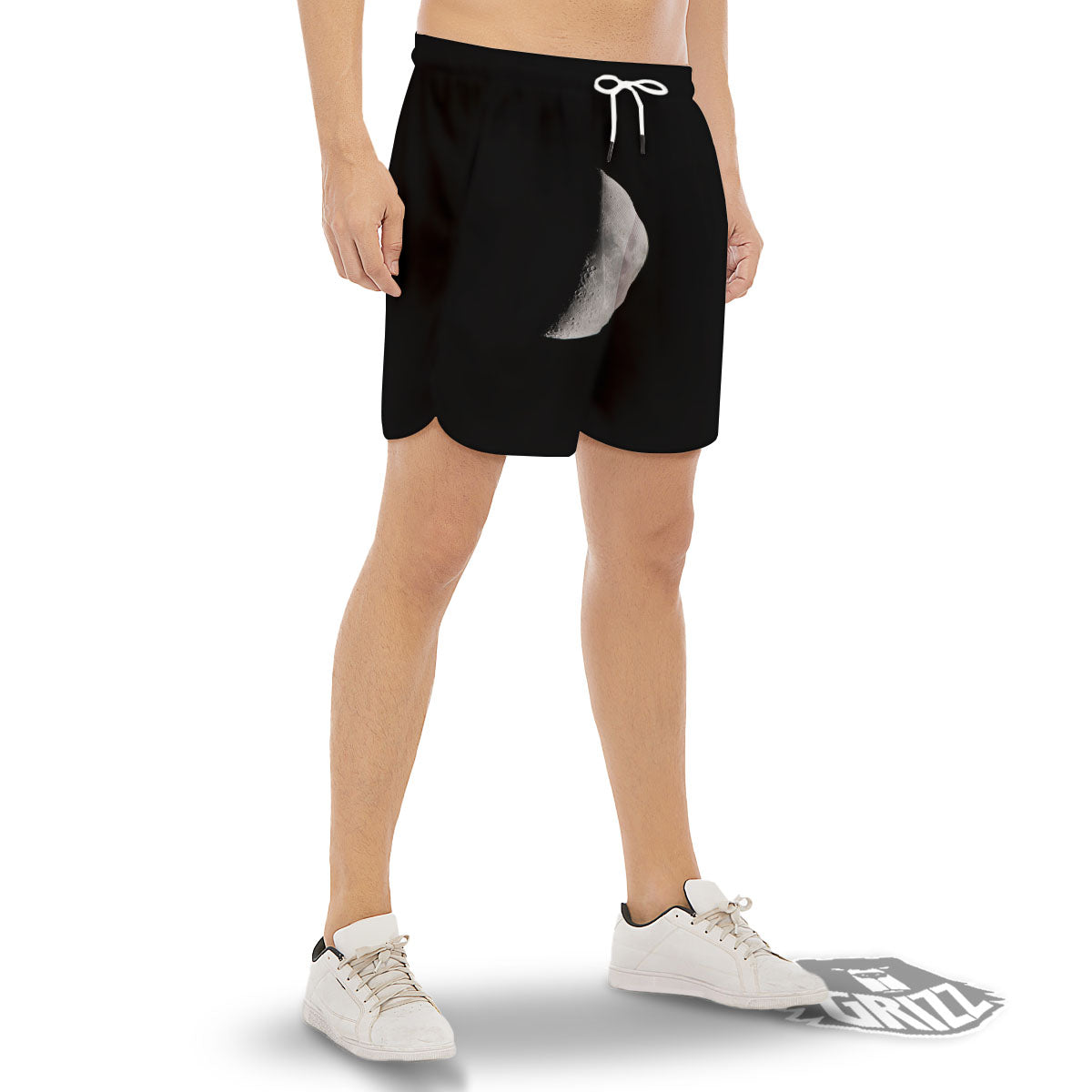 Half Moon Print Men's Gym Shorts-grizzshop