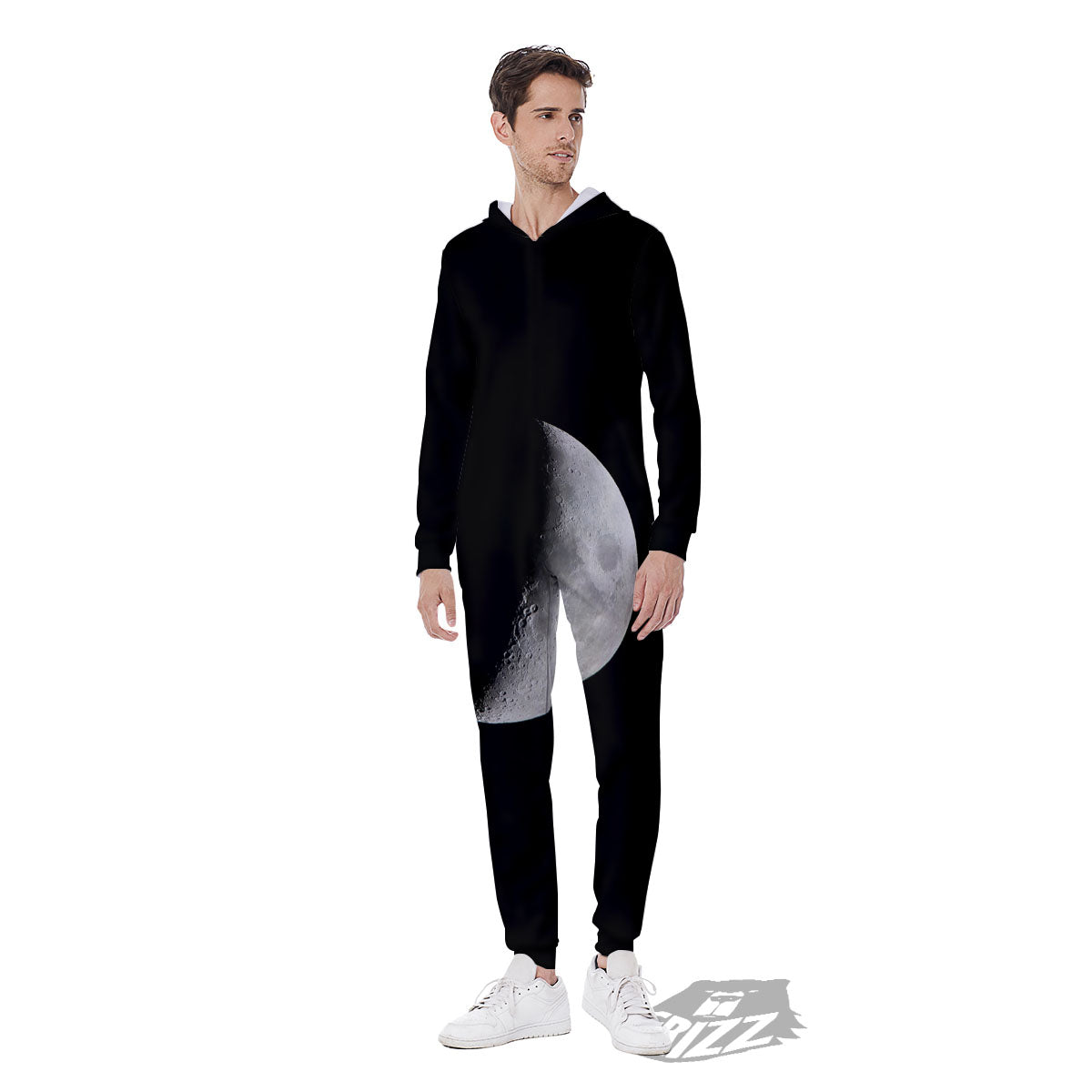 Half Moon Print Men's Jumpsuit-grizzshop