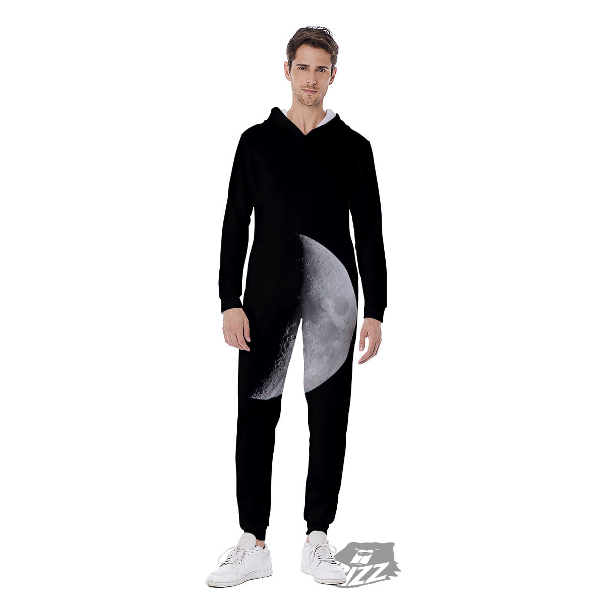 Half Moon Print Men's Jumpsuit-grizzshop