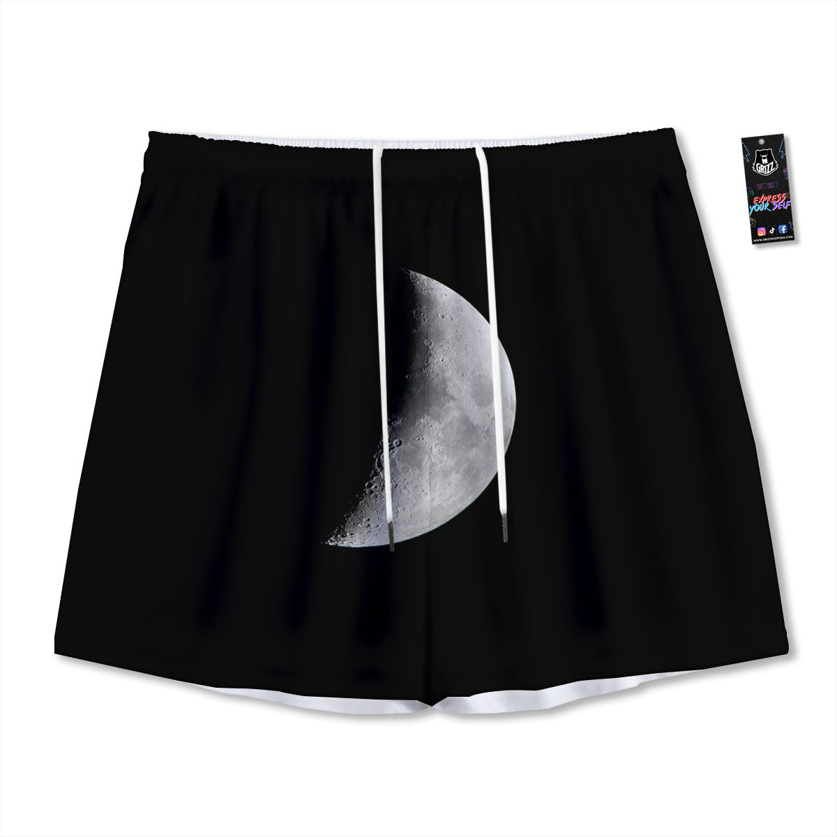 Half Moon Print Mesh Shorts