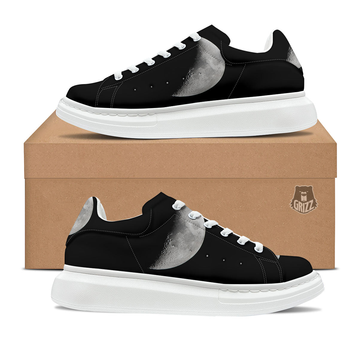 Half Moon Print Platform Shoes-grizzshop