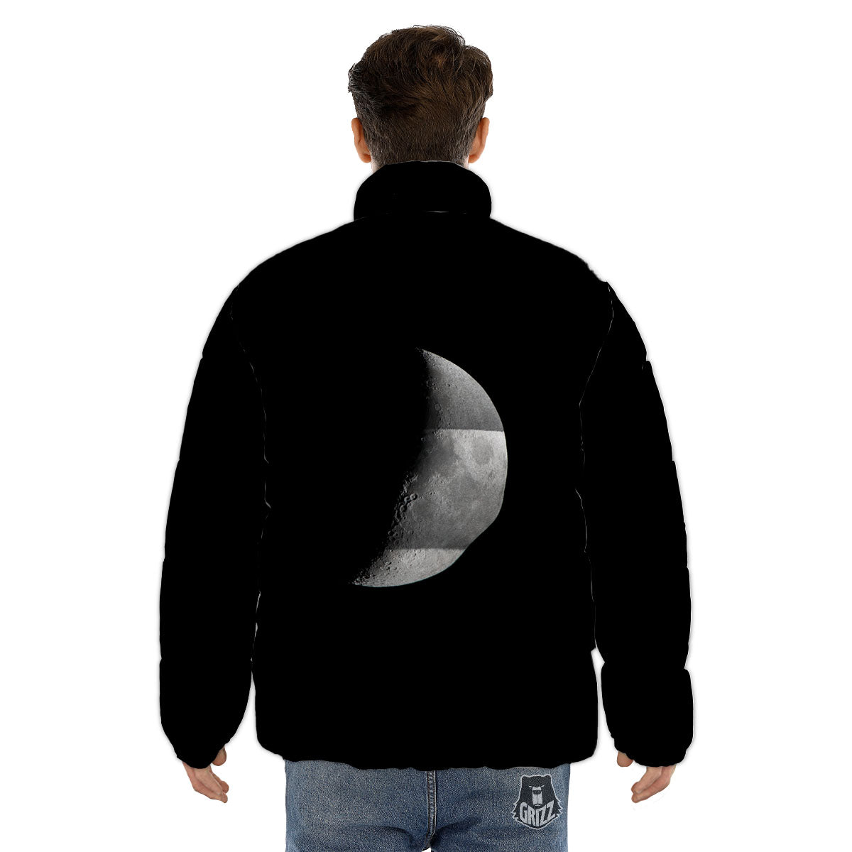 Half Moon Print Puffer Jacket-grizzshop