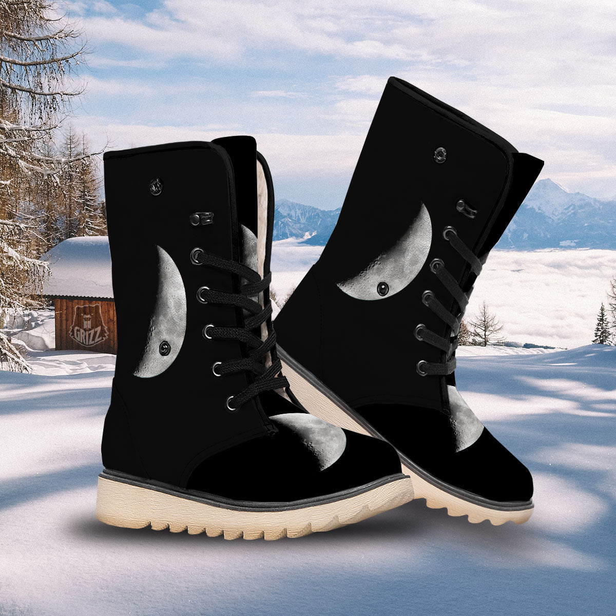 Half Moon Print Snow Boots-grizzshop