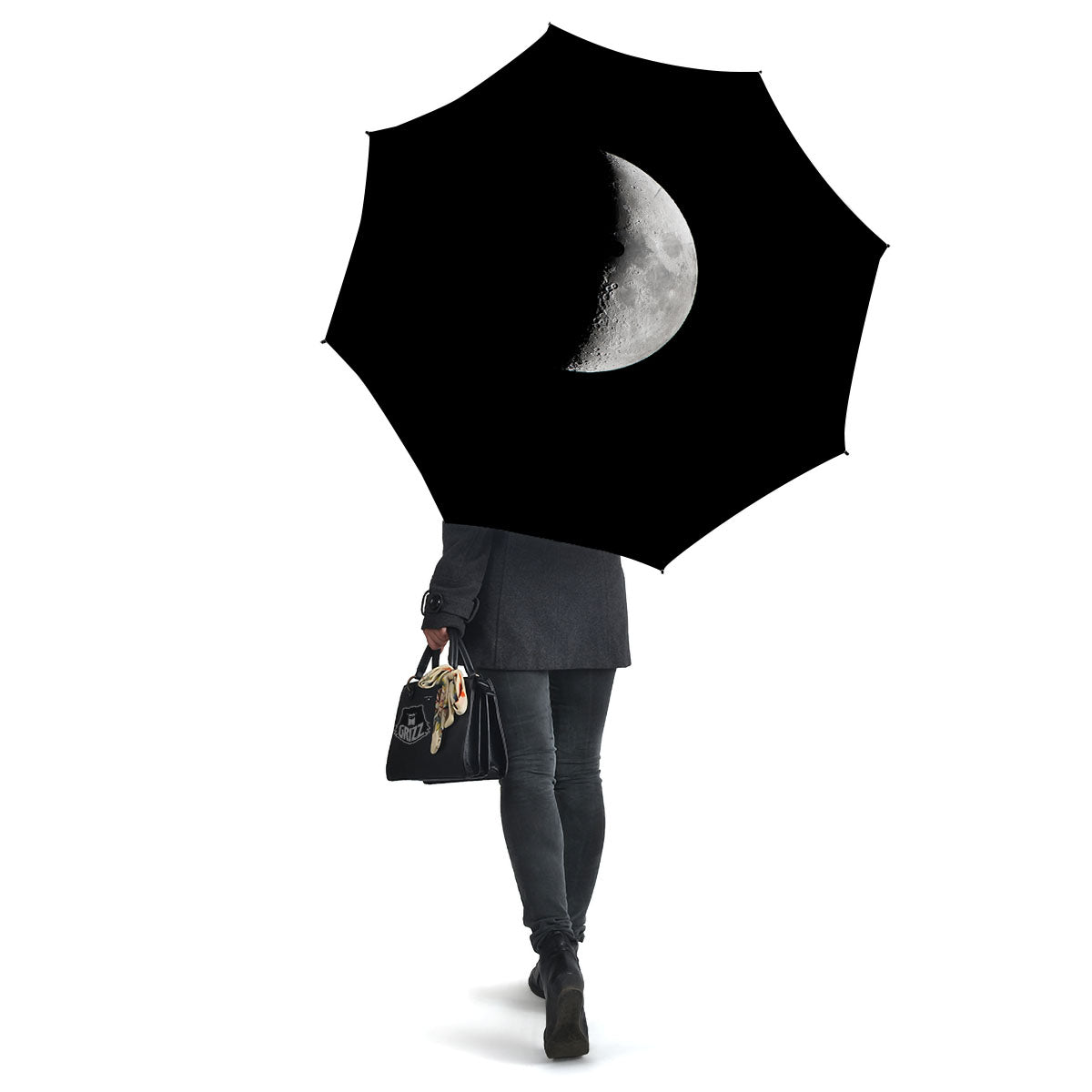 Half Moon Print Umbrella-grizzshop
