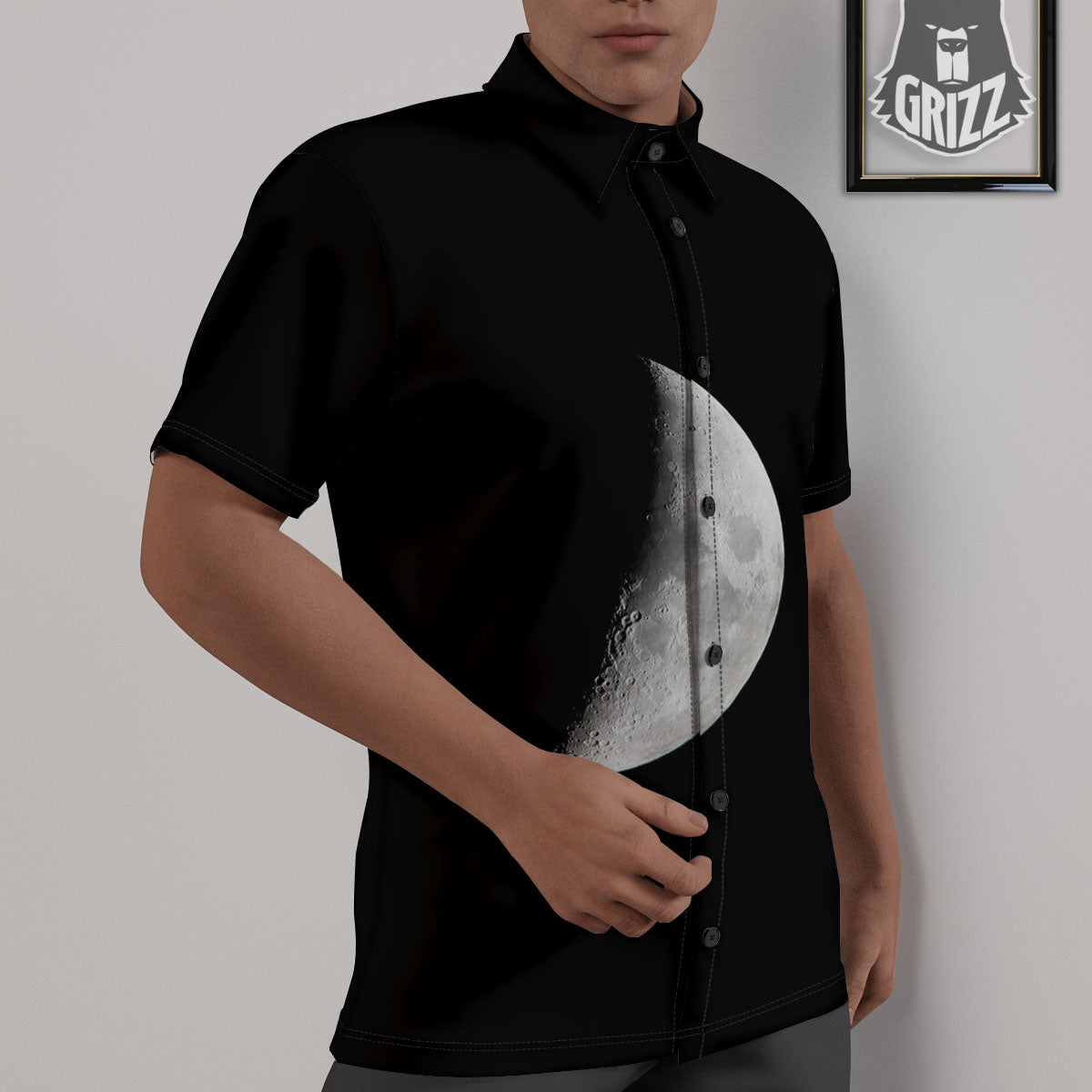 Half Moon Print Untucked Shirts-grizzshop