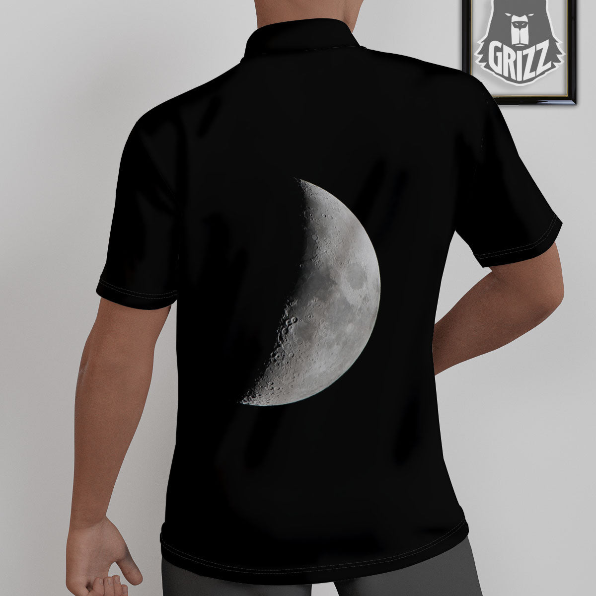 Half Moon Print Untucked Shirts-grizzshop
