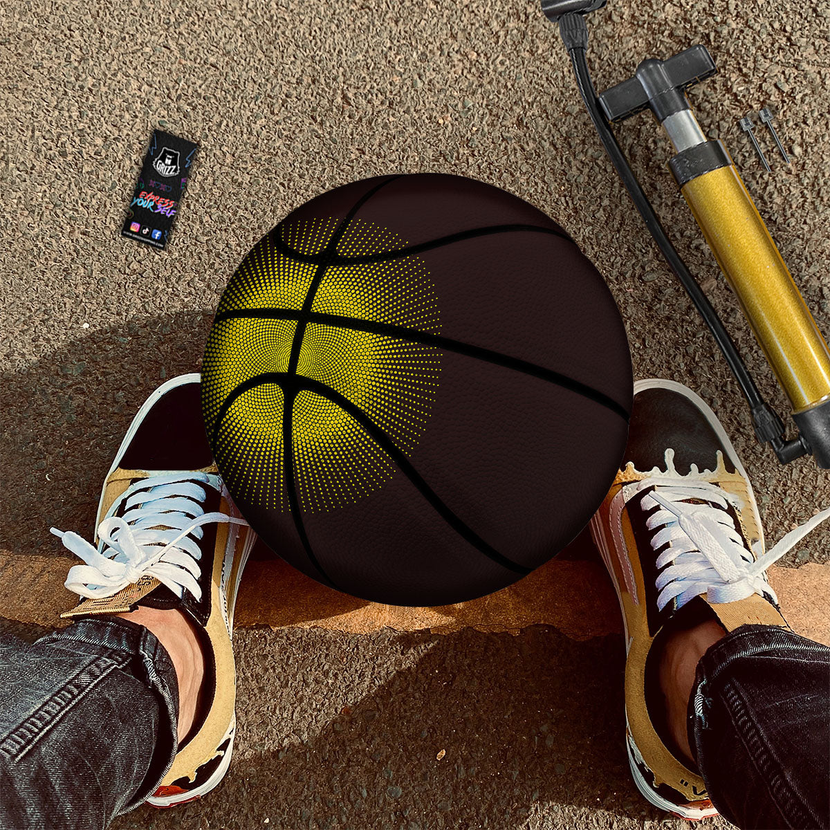Halftone Sun Dot Print Basketball-grizzshop