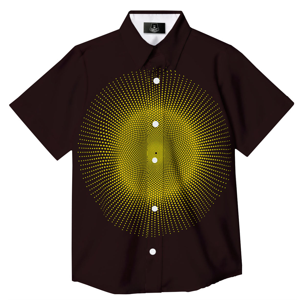 Halftone Sun Dot Print Button Up Shirt-grizzshop
