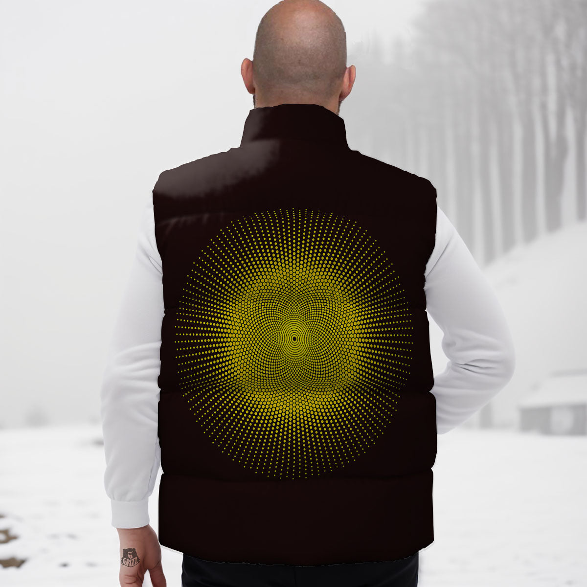 Halftone Sun Dot Print Down Vest-grizzshop