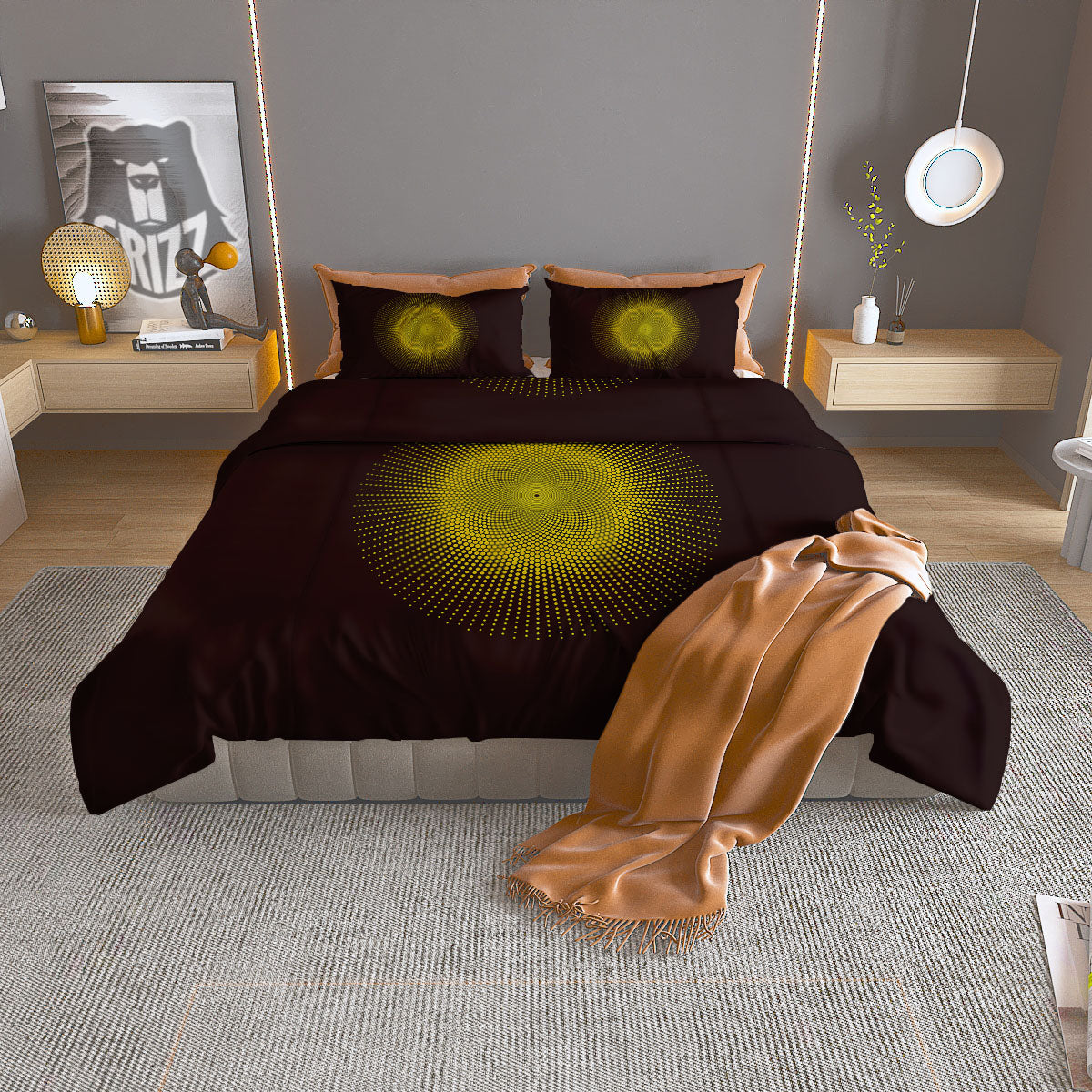 Halftone Sun Dot Print Duvet Cover Bedding Set