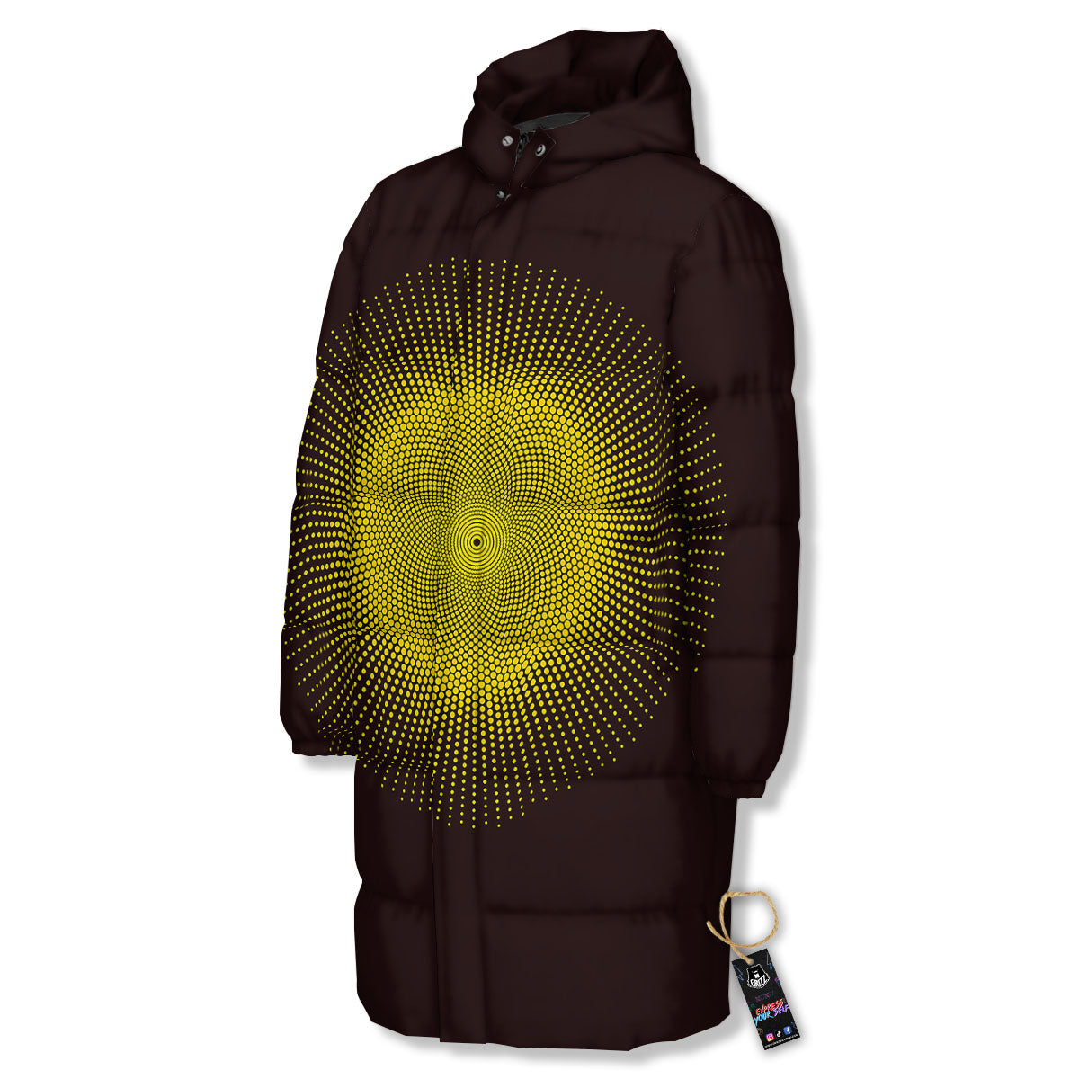 Halftone Sun Dot Print Long Down Jacket-grizzshop