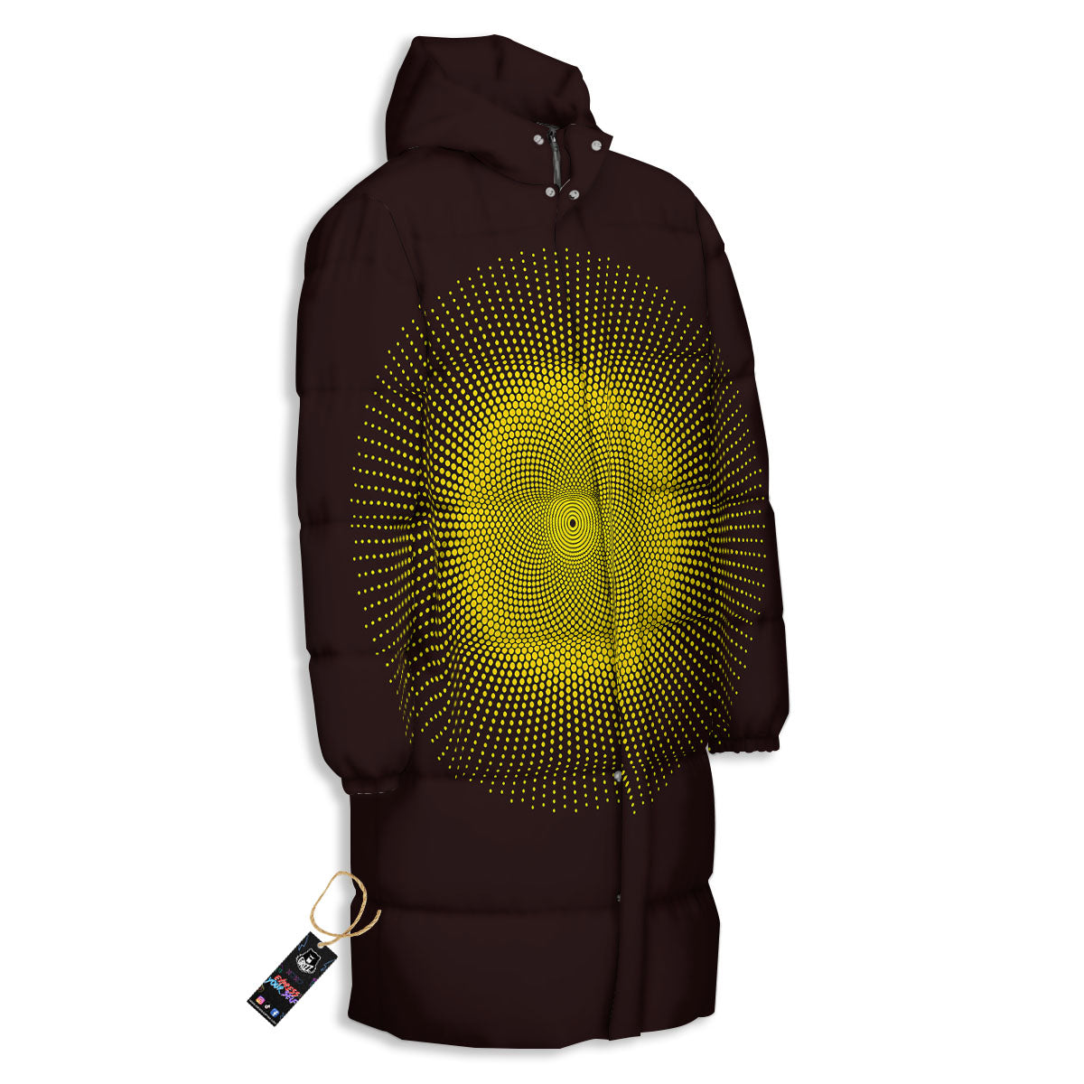 Halftone Sun Dot Print Long Down Jacket-grizzshop