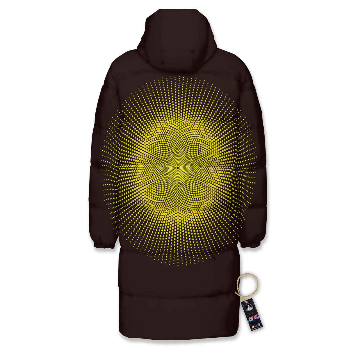 Halftone Sun Dot Print Long Down Jacket-grizzshop