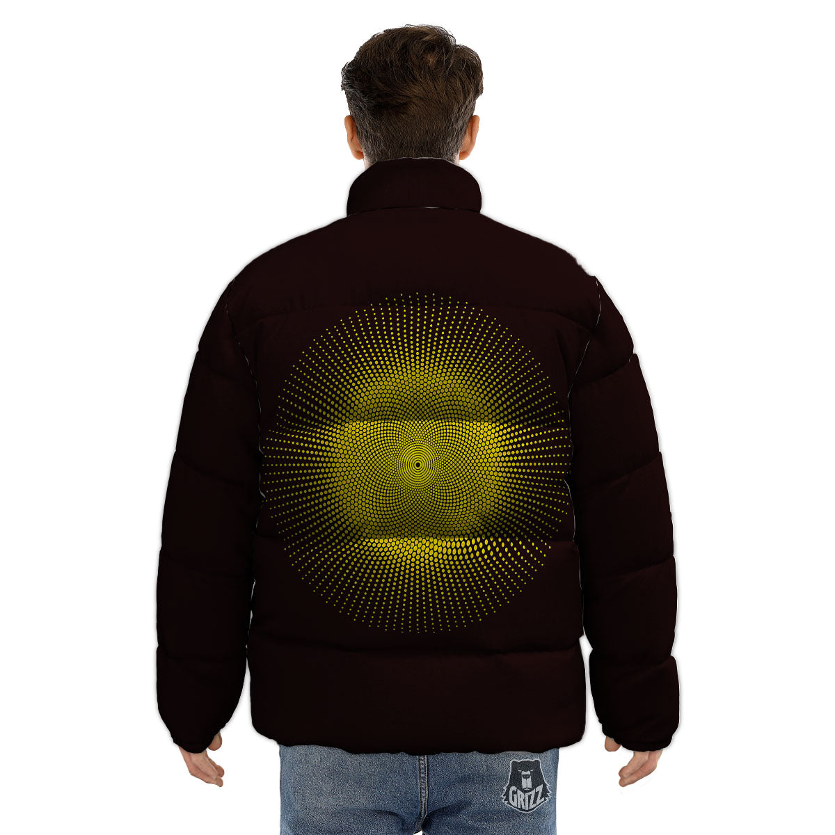Halftone Sun Dot Print Puffer Jacket-grizzshop