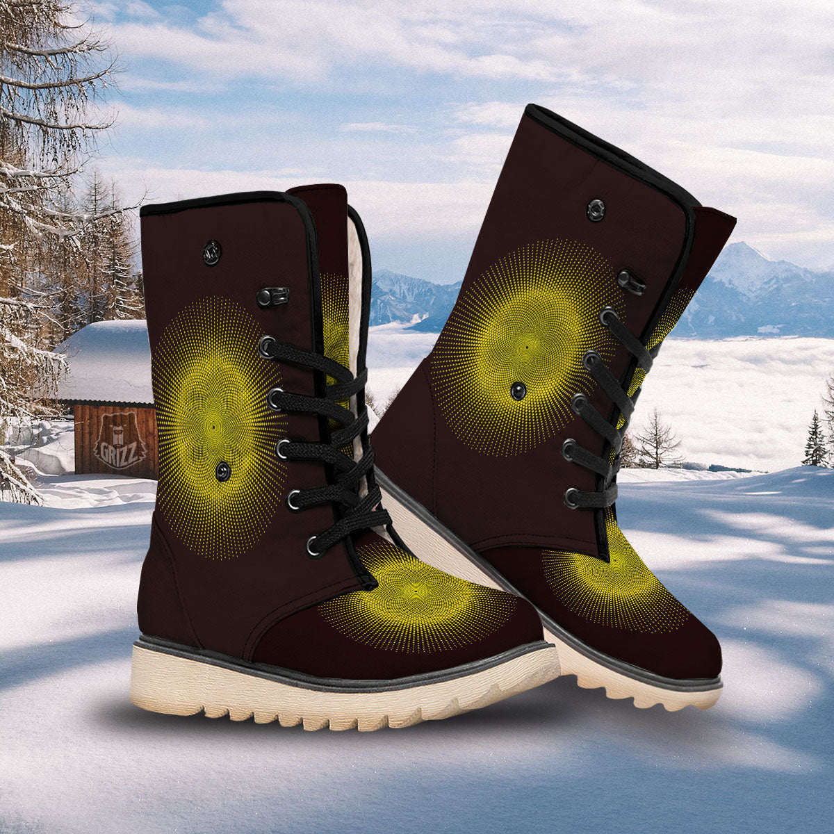 Halftone Sun Dot Print Snow Boots-grizzshop