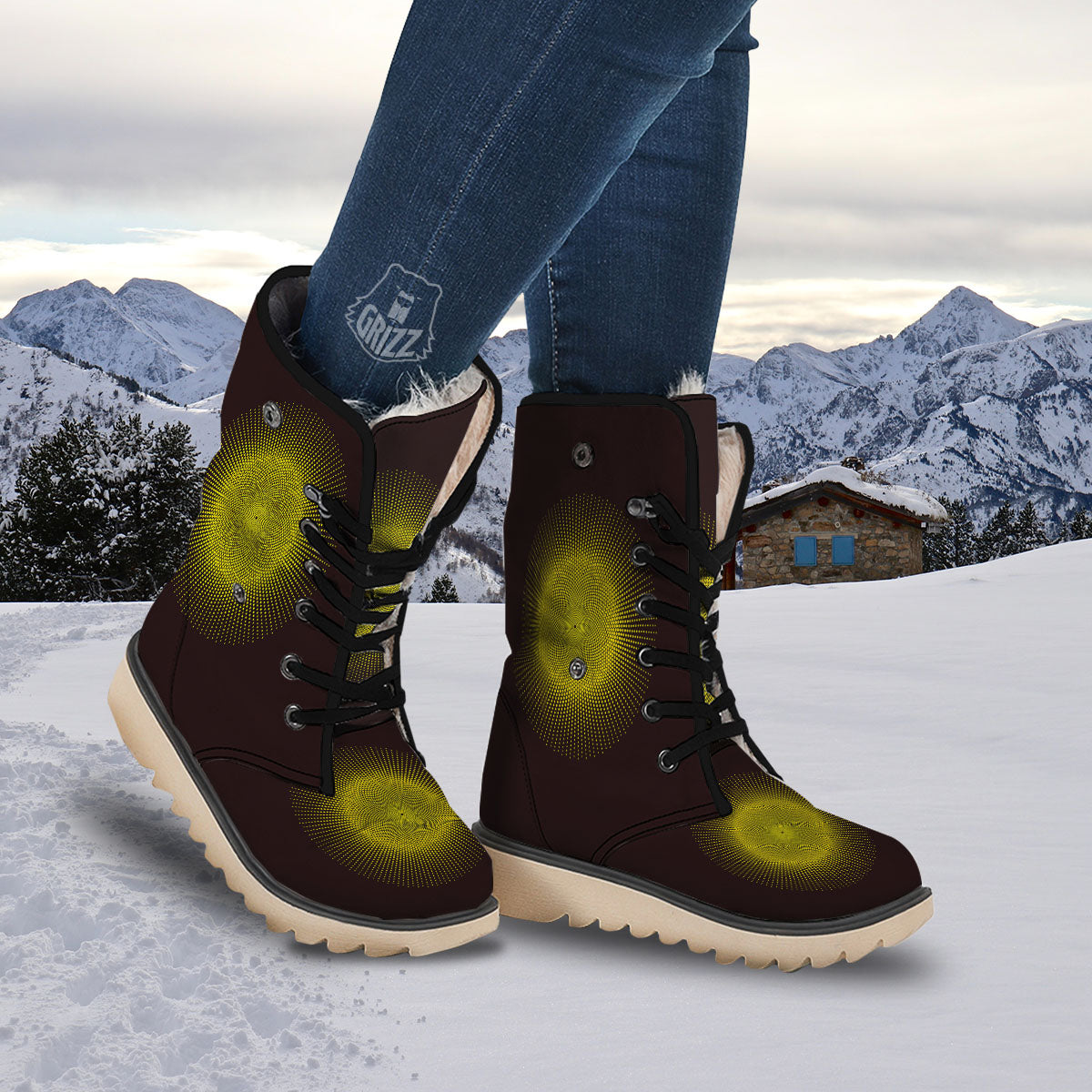 Halftone Sun Dot Print Snow Boots-grizzshop