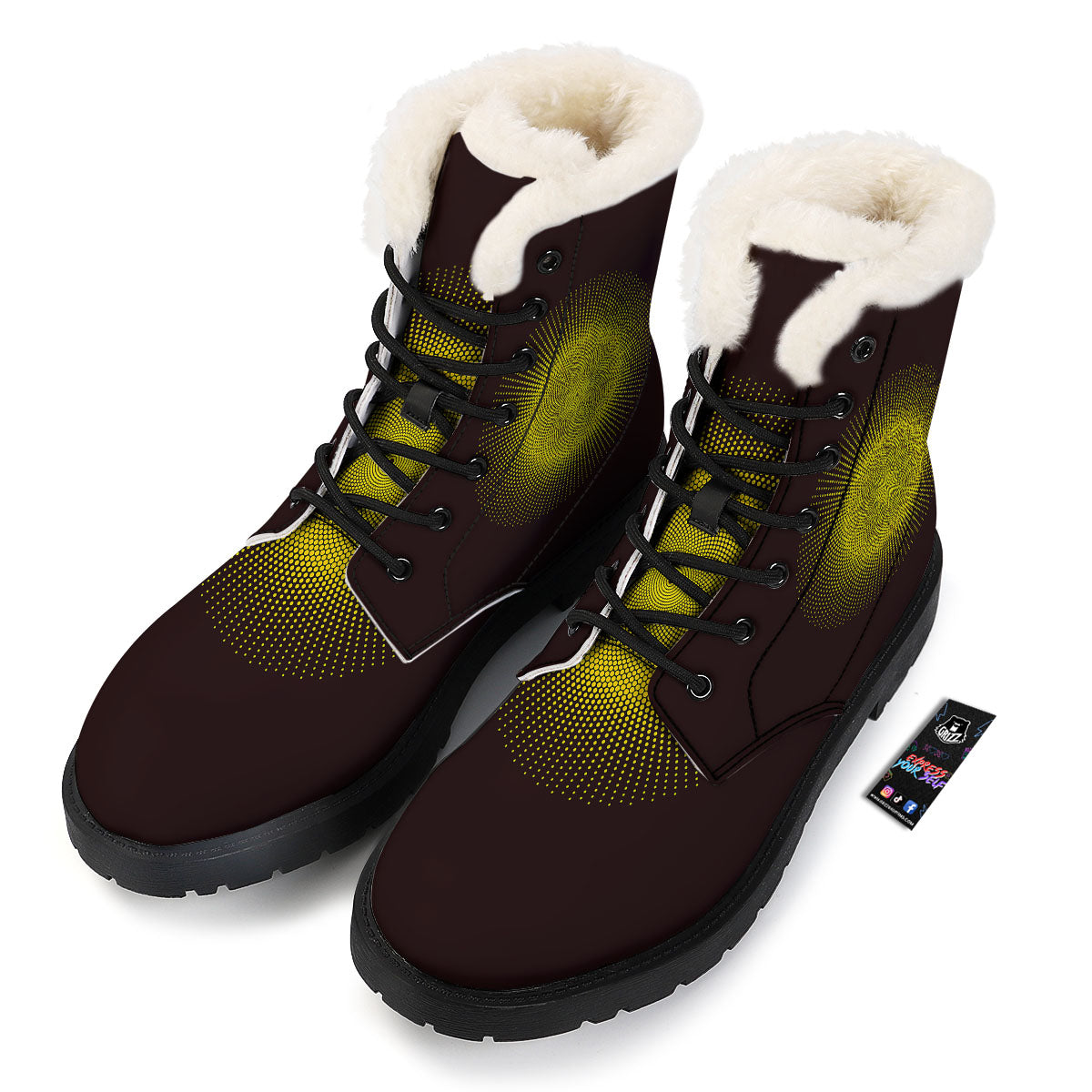 Halftone Sun Dot Print Winter Boots-grizzshop