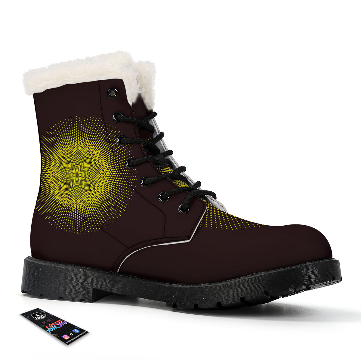 Halftone Sun Dot Print Winter Boots-grizzshop