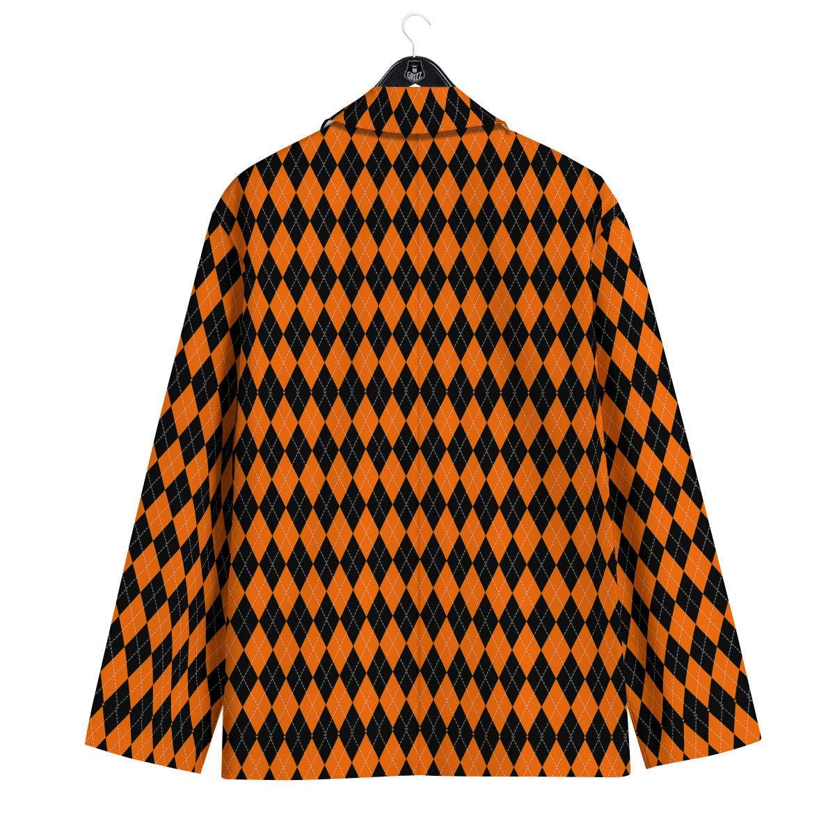 Halloween Argyle Black And Orange Print Men's Sport Coat-grizzshop