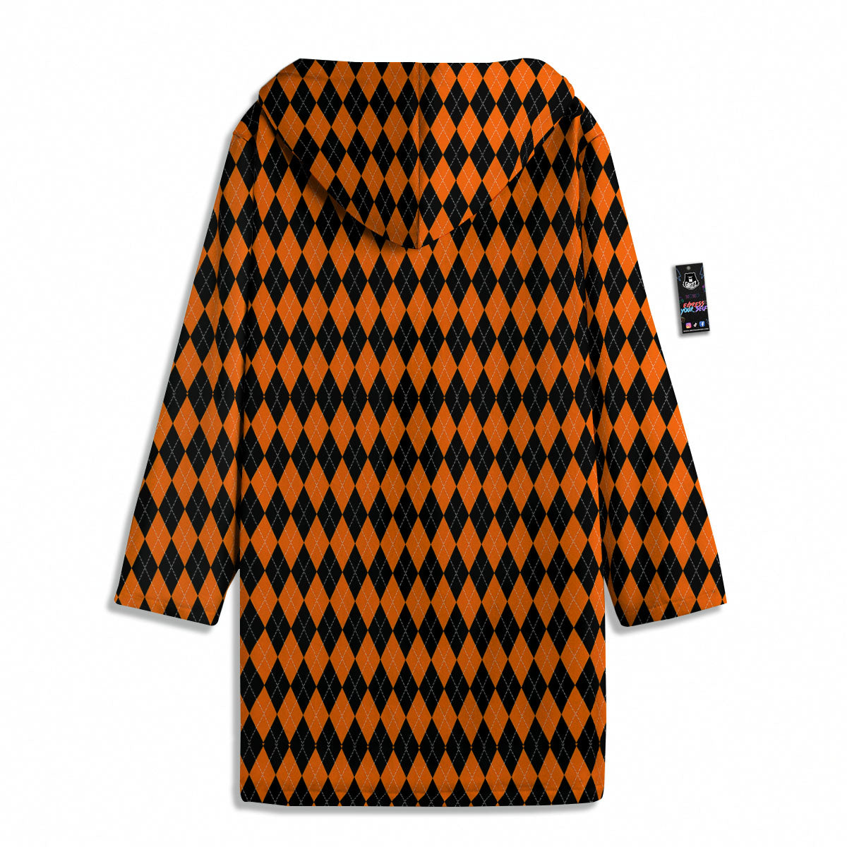 Halloween Argyle Black And Orange Print Men's Windbreaker Jacket-grizzshop