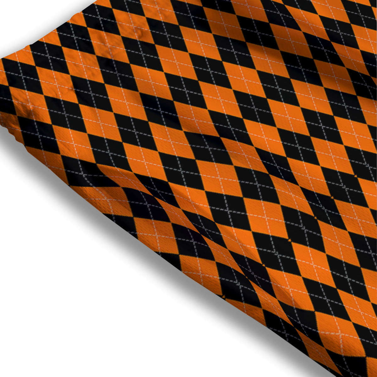 Halloween Argyle Black And Orange Print Mesh Shorts